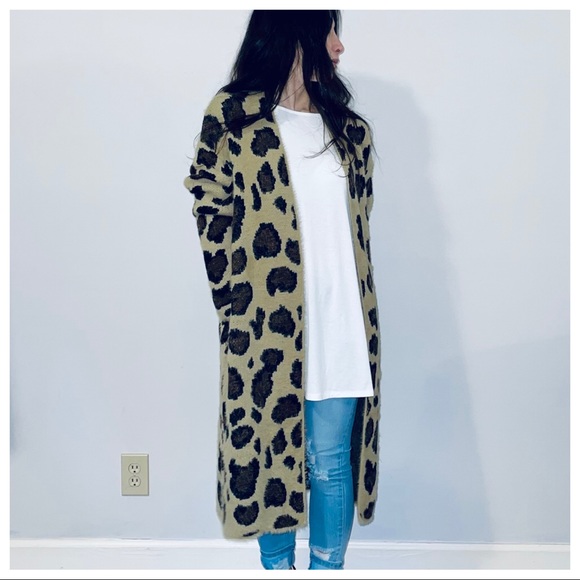 Chic sweater knit animal print soft long cardigan - Picture 5 of 6